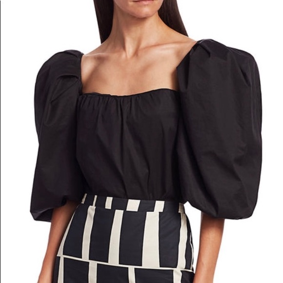 Johanna Ortiz Off-The-Shoulder Puff Sleeve White Cream Blouse - Picture 3 of 6